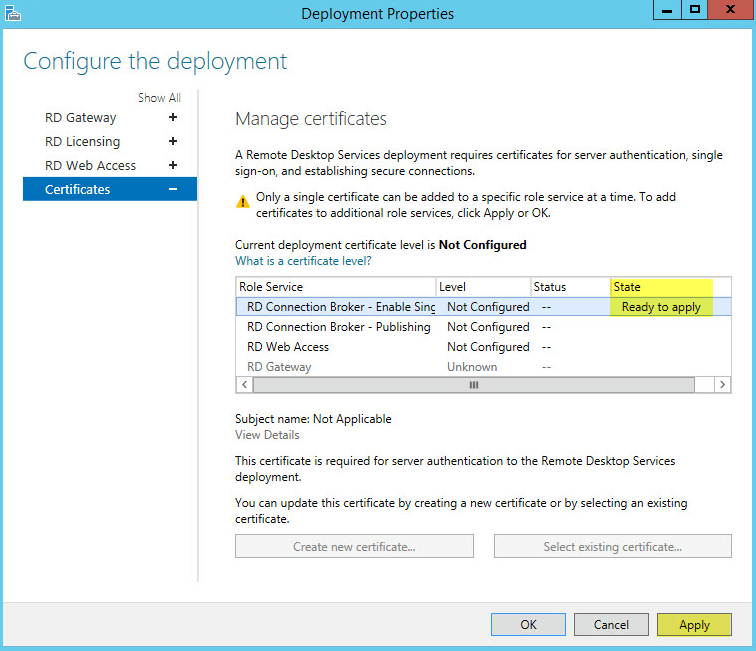 windows server 2012 remote desktop services standalone