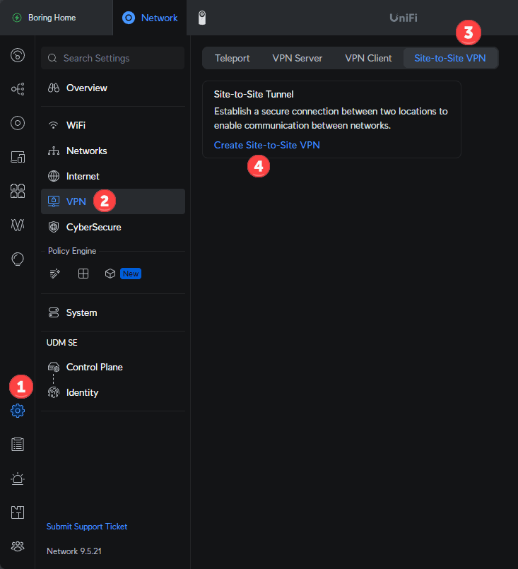 Ubiquiti Dream Machine site-to-site VPN configuration