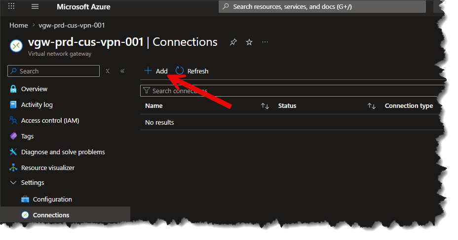 Add Connection to Virtual Network Gateway