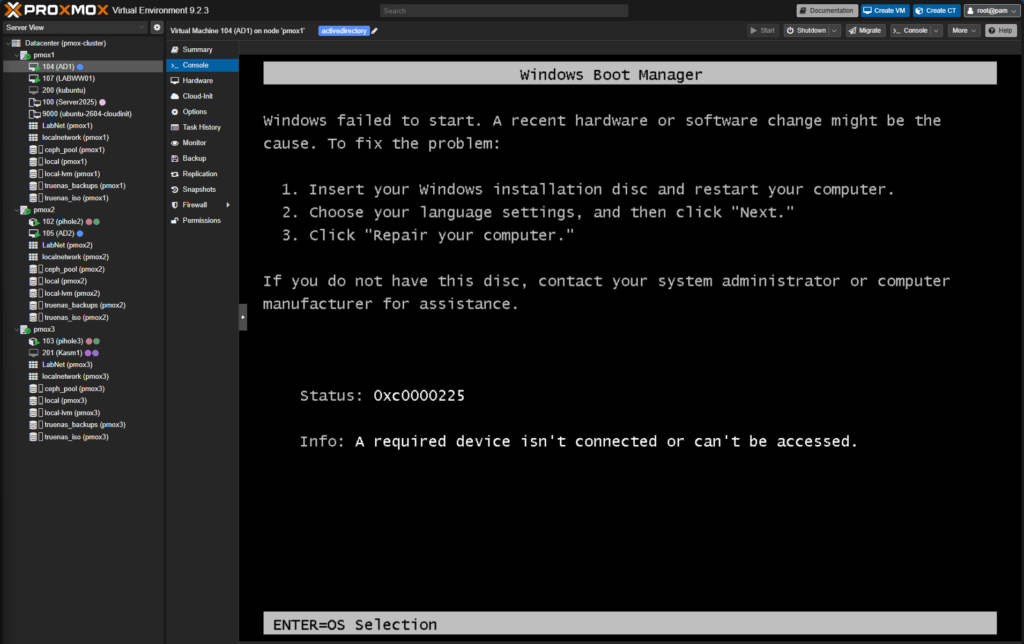 Windows Server 2025 VM hung at boot logo after Proxmox 8 to 9 upgrade
