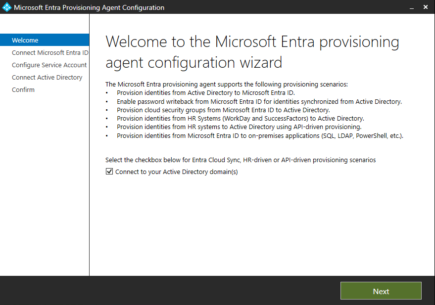 Cloud Sync agent setup with "Configure now" selected