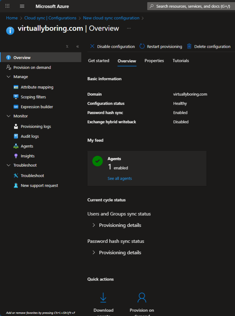 Synced user signed in at myapps.microsoft.com