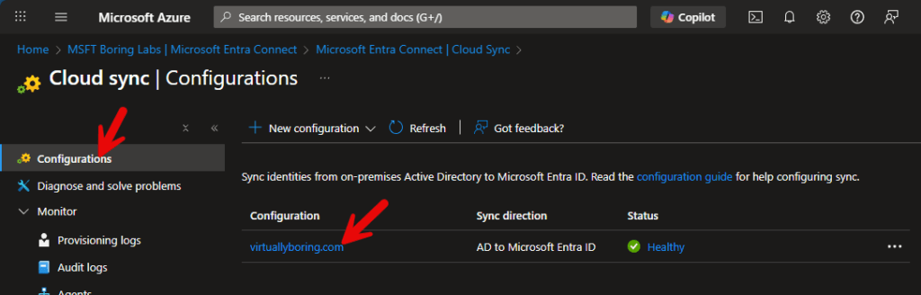 Configuration overview showing two enabled agents
